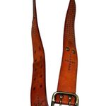 Linea Pelle Womens Leather Belt Handmade Solid Brass Studded Boho Y2K Size S Orange Photo 6
