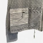 Sundance Boho 100% Cotton Gray Eylet Lace Boxy Cropped Utility Jacket Petite XL Photo 4