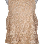Anthropologie  Peach Ruffled Layer Lace Sleeveless Top Size 12 Coquette Lace Top Photo 0