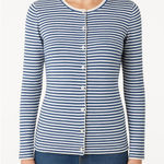 Boston Proper Blue White Striped Button Up Long Sleeve Classic Cardigan Small Photo 0