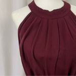 NEW Kirundo XL Chic Burgundy Halter High Neck Pleat Retro Midi Dress Minimalist Purple Photo 2