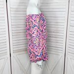 Lilly Pulitzer Lana Off The Shoulder Long Sleeve Shorts Romper Pink Blue XS Photo 3
