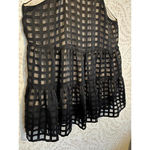 Anthropologie Black Sheer Checkered Sleeveless Tank Top Photo 3