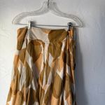 Anthropologie ‎ Odille Tan Brown Leaf Print A-Line Midi Skirt Earth Tones Casual Photo 1