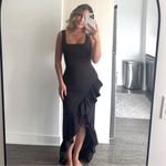 Dress the Population  Charlene Square-Neck Ruffle Side-Slit Gown Photo 4