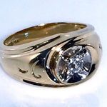 14KT RETRO 1950's MID CENTURY MODERN .21 CARAT FIREY DIAMOND SOLID Y GOLD RING Photo 6