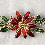 Vintage Estate Holiday Poinsettia Gold Tone Brooch Pin Christmas Party Photo 0