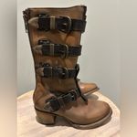 FreeBird Notorious Harness Buckle Zipper detail Brown/Tan Leather Boots 7 Brown Photo 10