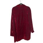 Spiegel  Velvet Long Sleeve Top Size 1X Red Tunic Full Button Front Collared Boho Photo 6
