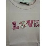 Mango  Amor Stitched Printed Cotton-Blend T-Shirt Pink Love NWT Medium Photo 4