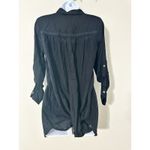 Tommy Bahama Shirred Boyfriend Shirt Swim Cover Up Black Button Down EUC Size S Photo 5