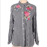 Como vintage  large gingham floral flannel top Photo 1