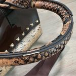 Large Studded Jelly & Faux Snakeskin Duffle Shaped Bag Oversized Purse Y2K Glam Brown Photo 6