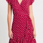 Rails Koreen Wrap Dress Women's L Red Wildflower Floral Short Sleeve Ruffle Hem Photo 0
