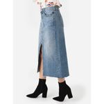 SLVRLAKE Women's‎ Denim Midi Skirt Center Slit in Fair Game Blue Size 26 Photo 3