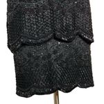 Vintage Brilliante Beaded Silk Dress Size Small Black Tiered Short Sleeve Photo 2