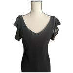 Vtg.SL Fashions Black Flutter Sleeve witchy gothic hem deep V back dress SZ. 10 Photo 1