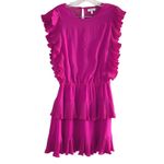 TCEC  Pink Ruffle Tiered Dress Mini Shift Women's Size S girly party preppy Photo 1