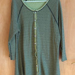 Cut Loose Striped Button Front Tunic Top Lime Green Black Women Size L Size L Photo 0