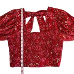 Band of the Free Joelle Crimson Red Floral Print Smocked Boho Top Women’s Medium Photo 2