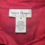 Rena Rowan Vintage Burgundy 100% Linen Ladder Crochet Button Down Blouse Sz 14 Photo 4