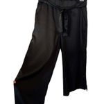 Joie  Cropped Pants Elastic Waist Satin Charmeuse Black Belted Medium NWOT Photo 2