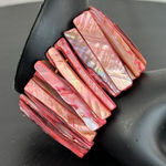 Mother Of Pearl Abalone Luster Seashell Elastic Stretch Cuff Bracelet Coral Pink Pink Photo 0