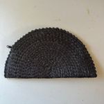 Hawaiian Lauhala Mahina Pandan Leaf Half Moon Woven Lined Zipper Clutch Purse Black Photo 1