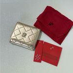 NWOT Authentic Carolina Herrera Gold Genuine Leather Quilted Wallet Silver Photo 0
