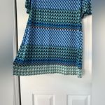 Donna Morgan Blue Diamond Geometric Dress Size 8 Stretch Career Church Wedding Photo 2