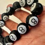 Black eight ball stretchy bracelet Photo 5