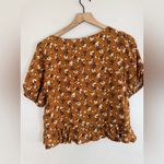 Abound Nordstrom  Smock Front Peplum Top in Brown Floral size Medium Photo 5