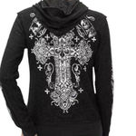Affliction  Versailles Reversible Sweatshirt Black Skull Women's Small NEW - READ Photo 0