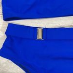 Blue Bikini Large One Shoulder French Cut High Leg Belt Bottom Vibrant Like New Photo 1