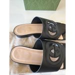 Gucci  Black Leather GG Interlocking Cut Out Thong Sandals EU 38.5 US 8.5 Photo 3