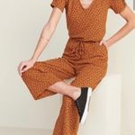 Old Navy Short Sleeve Jumpsuit Yellow Ochre Black Polka Dots Women's Size Small Photo 6