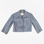 Saks 5th Avenue 1950s Vintage Saks Fifth Avenue Gray Bow Tie Waist Cropped Wool Jacket Size 6 Photo 1