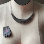 Paparazzi Black and Silver Half moon Statement Necklace earrings Coord set New Photo 0
