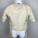 Elie Tahari  Wrap Jacket M Linen Beige Floral Applique Crop Short Sleeve‎ Photo 10