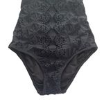 Shoshanna Black Embossed Stretch Eyelet High Neck One Piece Swimsuit Zero 0 XS Photo 4