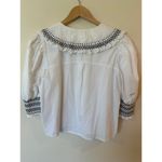 ZARA Puff Sleeve Sailor Collar Smocked Poplin Blouse Cotton White Women Size XS Photo 3