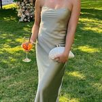 Show Me Your Mumu Dani Slip Dress in Moss Green Luxe Satin S NWT Photo 2