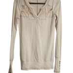Free People cream v-neck long sleeve patchwork cuff beaded sleeves size S Photo 0