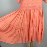 Fads Dress‎ Medium Orange Crinkle Embroidered Short Sleeve A Photo 4