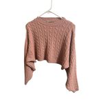 Missguided  Cropped Cable Knit Long Sleeve Sweater Womens Size 2/4 Pink Cozy Chic Photo 1