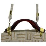 Vtg Handbag Purse Woven Purse Lucite Handles Made In Italy NWT Bohemian Neutral Tan Photo 5