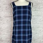 Vintage Faded Glory Blue Plaid Cotton Sleeveless Dress Size M Photo 0