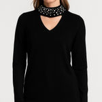 Belle by Kim Gravel Black Pearl Beaded Choker Cutout Sweater Women’s Size Small Photo 0