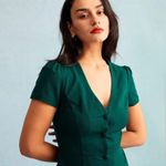 Rihoas Dark Green V Neck Button Photo 2