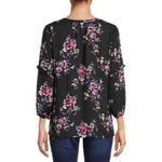 The Pioneer Woman 3/4 Sleeve Blouson Empire Tunic Top Womens Size XXXL Black Photo 2